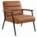 Fauteuil met armleuningen 72 x 80 x 82 cm cognacbruin PU-kunstleer met zwart stalen frame