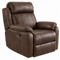 Handmatig verstelbare relaxfauteuil met voetensteun van donkerbruin PU-kunstleer, 90 x 94 x 102 cm
