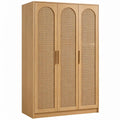 3-deurs garderobekast 120 x 55 x 200 cm in licht eiken met naturel rotan
