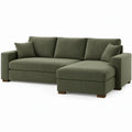 Olijfgroene 3-zits hoekbank met rechter chaise longue, 250 x 160 x 85 cm