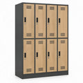 8-deurs metalen kast met cilindersloten, 180 x 120 x 45 cm, Licht eiken/Antraciet