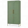 Groene MDF-kast met 2 deuren en goudkleurige accenten, 80 x 40 x 180 cm