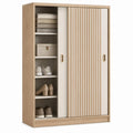Kledingkast met 3 schuifdeuren, 120 x 50 x 200 cm, licht eiken en wit