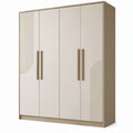 Kledingkast met 4 deuren, 160 x 55 x 200 cm, Beige en Licht Eiken